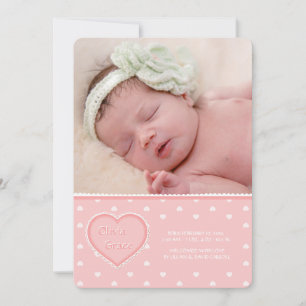 Faire-part de naissance rose de photo d'amoureux