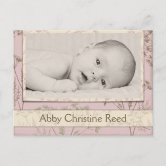 Faire-part de naissance - Rose fenouil