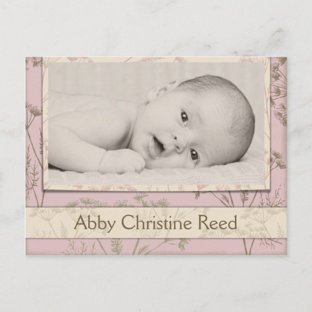 Faire-part de naissance - Rose fenouil (Devant)