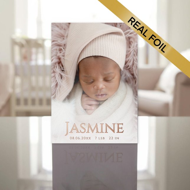 Faire-part de naissance rose Gold Foil (Rose Gold Foil Birth Announcement Card)