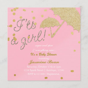 Faire-Part de Naissance Rose & Or 'C'EST UNE FILLE