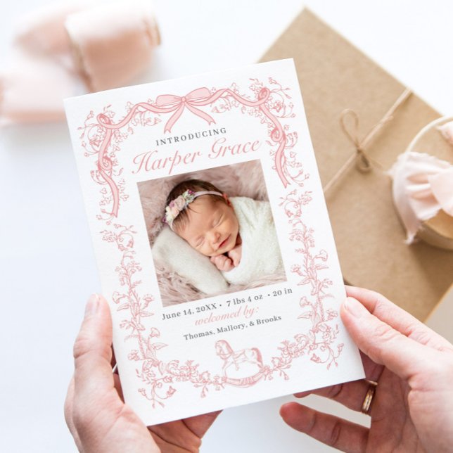 Faire-part de naissance Rose Toilette (Créateur téléchargé)