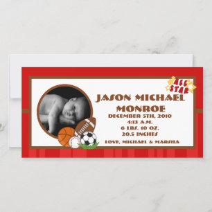 faire-part de naissance rouge de photo de 4x8 All