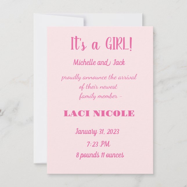 Faire-part de naissance simple (Devant)