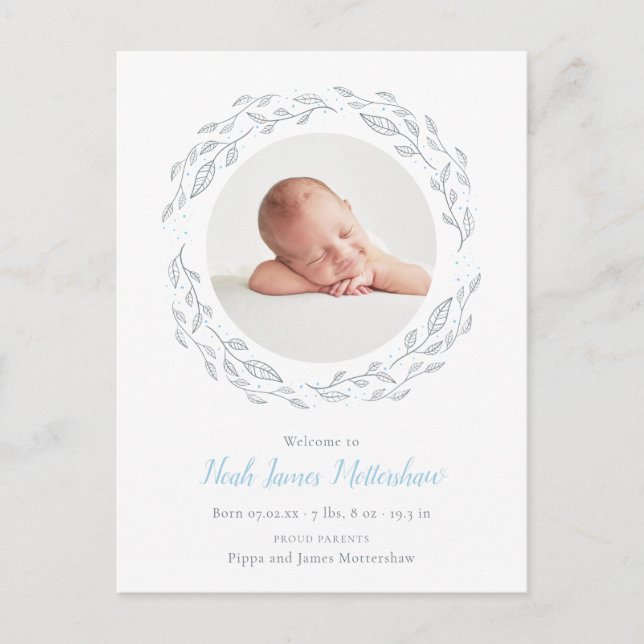 Faire-part de naissance simple avec photo de bébé  (Devant)