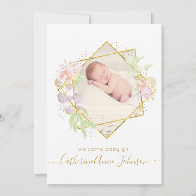 Faire-part de naissance simple et moderne d'une pe (Devant)