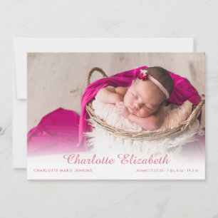Faire-part de naissance simple pour bébé fille ave