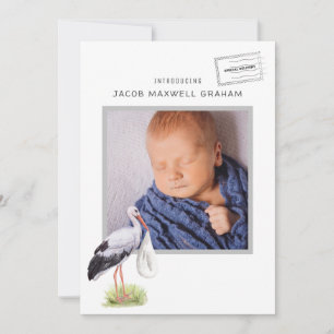 Faire-part de naissance Stork Aquarelle   Recto-Ve