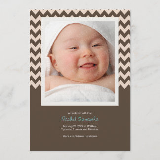 Faire-part de naissance tendance Chevron Baby Girl