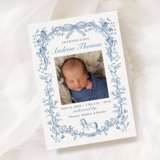 Faire-part de naissance Toile Bleue