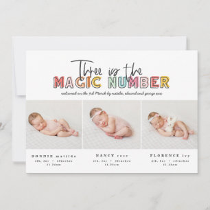 Faire-part de naissance triplé multiphoto