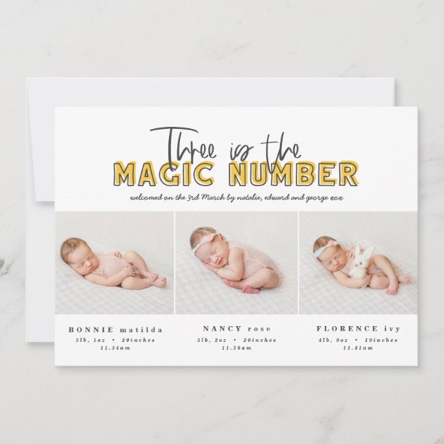 Faire-part de naissance triplé multiphoto (Devant)