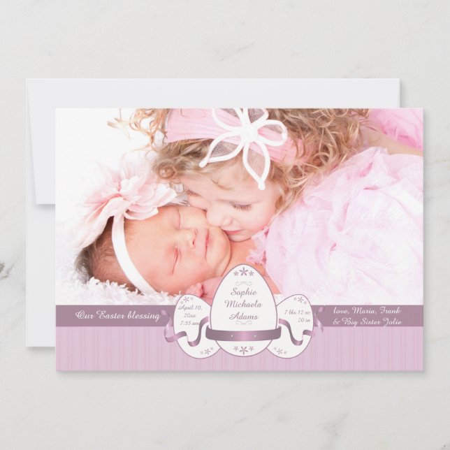 Faire-part de naissance Trois Rose de Pâques avec  (Devant)