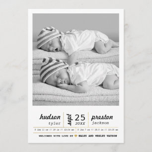 Faire-part de naissance Twin moderne