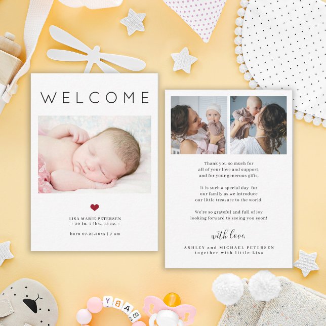 Faire-part de naissance typographie Bienvenue Bébé (This is a MINI CARD. Available in bigger sizes)