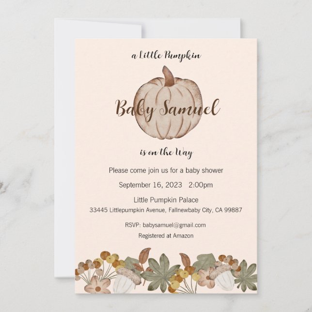 Faire-Part de Naissance : Un Petit Citrouille en R (Devant)