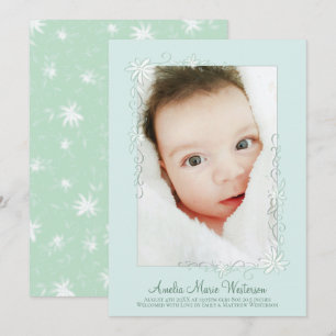 Faire-part de naissance vert vintage Neutre hommes