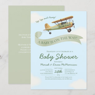 Faire-part de naissance vintage avion pour Baby Sh