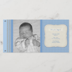 Faire-part de naissance Vintage En vichy bleu
