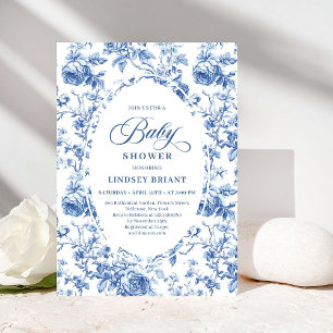 Faire-part de naissance Vintage French Toile Blue