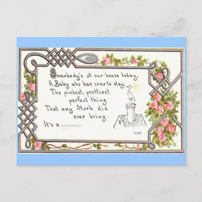 Faire-part de naissance vintage sur la cheminée (Devant)