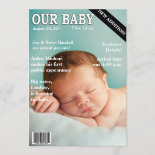 FAIRE-PART DE NAISSANCE ! Votre bébé sur la couver