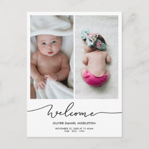Faire-part de naissance Welcome Modern Script Phot