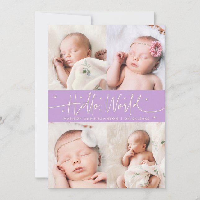 Faire-part de naissance Wisteria Multi Photo Hello (Devant)