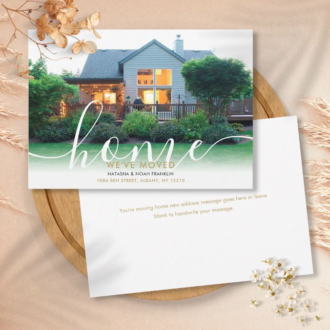 Faire-part de nouvelle maison Elegant Script (Elegant Script Script New Home Photo Announcement)