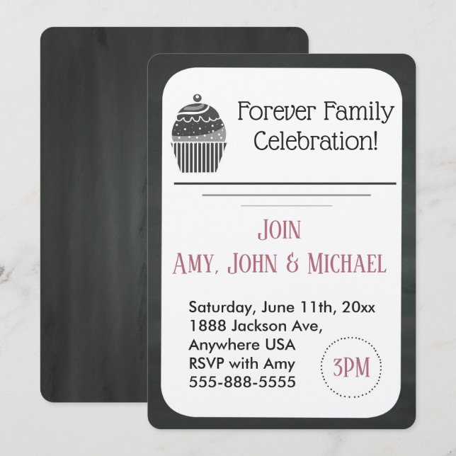 Faire-part de petit gâteau de tableau de partie (Devant / Derrière)