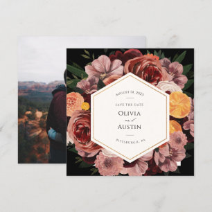 Faire-part de photo automnal burgundy Floral