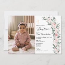 Faire-part de photo de baptême de fille Fleur sauv
