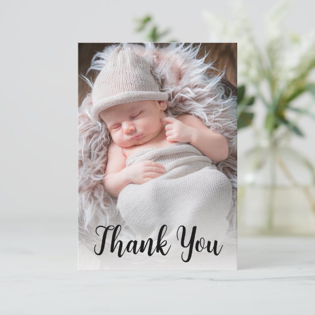 Faire-part de photo de bébé en écriture manuscrite (Debout devant)