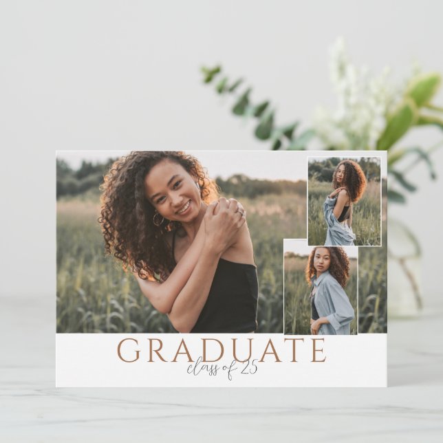 Faire-part de photo de fin d'études avec collage d (Debout devant)