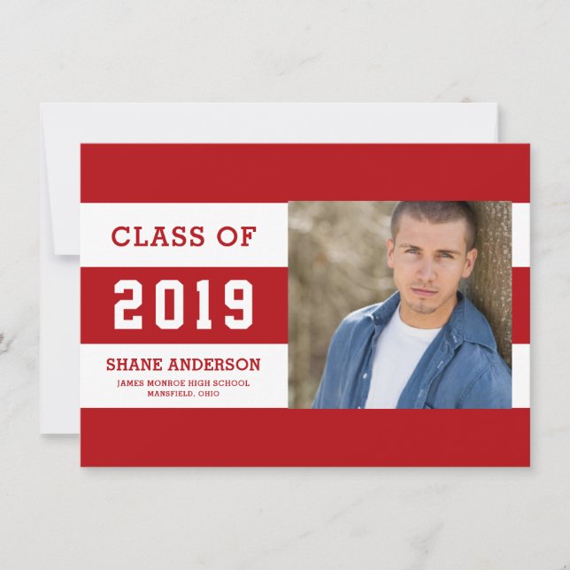 Faire-part de photo graduée à rayures (Devant)