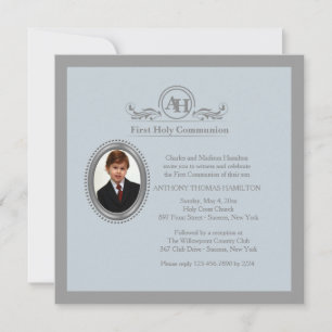 Faire-part de photo religieux avec monogramme symb