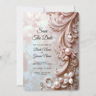 Faire-part de Pink Ornate Pearl et floral
