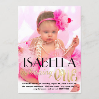 Faire-part de premier anniversaire avec photo en o