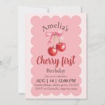 Faire-part de premier anniversaire Cherry pour fil