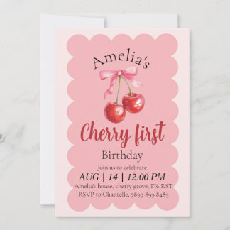 Faire-part de premier anniversaire Cherry pour fil