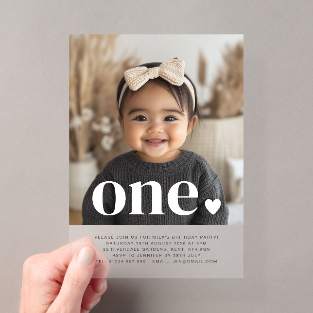Faire-part de premier anniversaire One Heart Photo (In situ (ordinateur de poche))