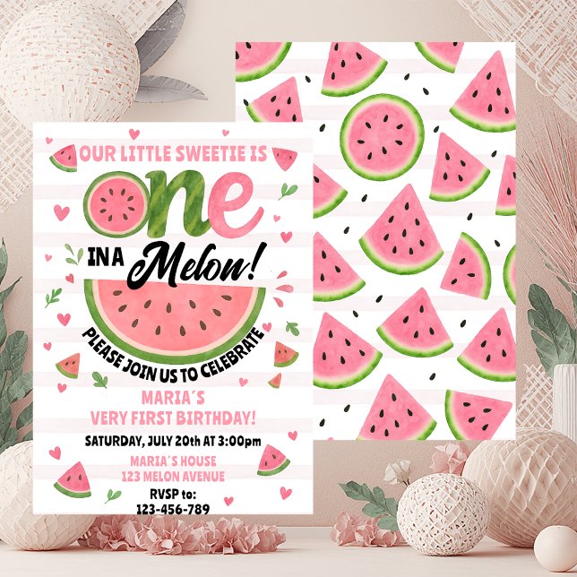 Faire-part de premier anniversaire « One in a Melo (Créateur téléchargé)