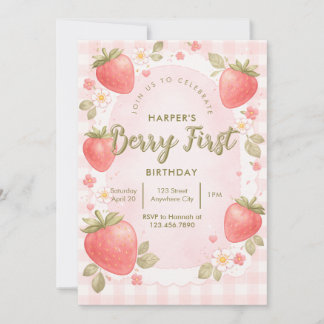Faire-part de premier anniversaire Vintage Berry