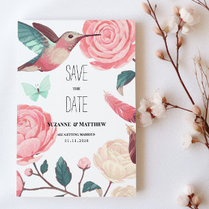 Faire-part de printemps à fleurs de colibri coloré