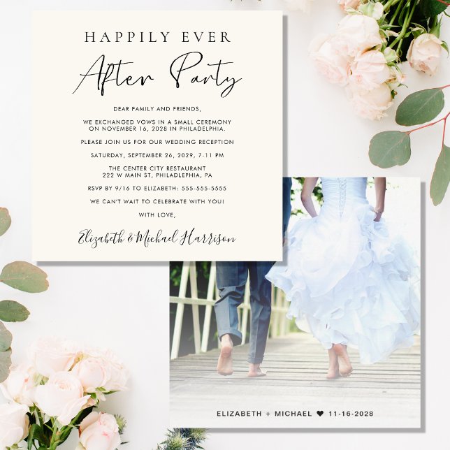Faire-Part de Réception de Crème de Photo Après un (An elegant Happily Ever After Party Invitation to set the tone for an unforgettable event)