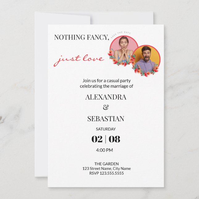 Faire-part de réception de mariage avec photos mod (Devant)