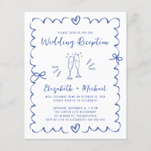 Faire-part de réception de mariage Bleu capricieux