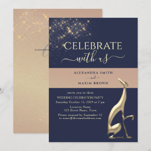 Faire-part de réception de mariage bleu marine et 