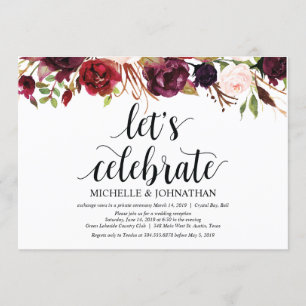 Faire-part de réception de mariage champêtre en fl