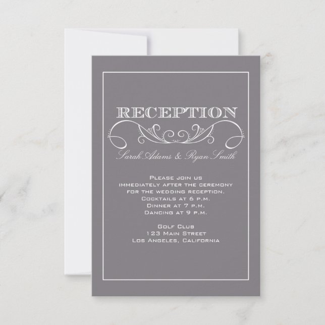 Faire-part de réception de mariage gris chic moder (Devant)